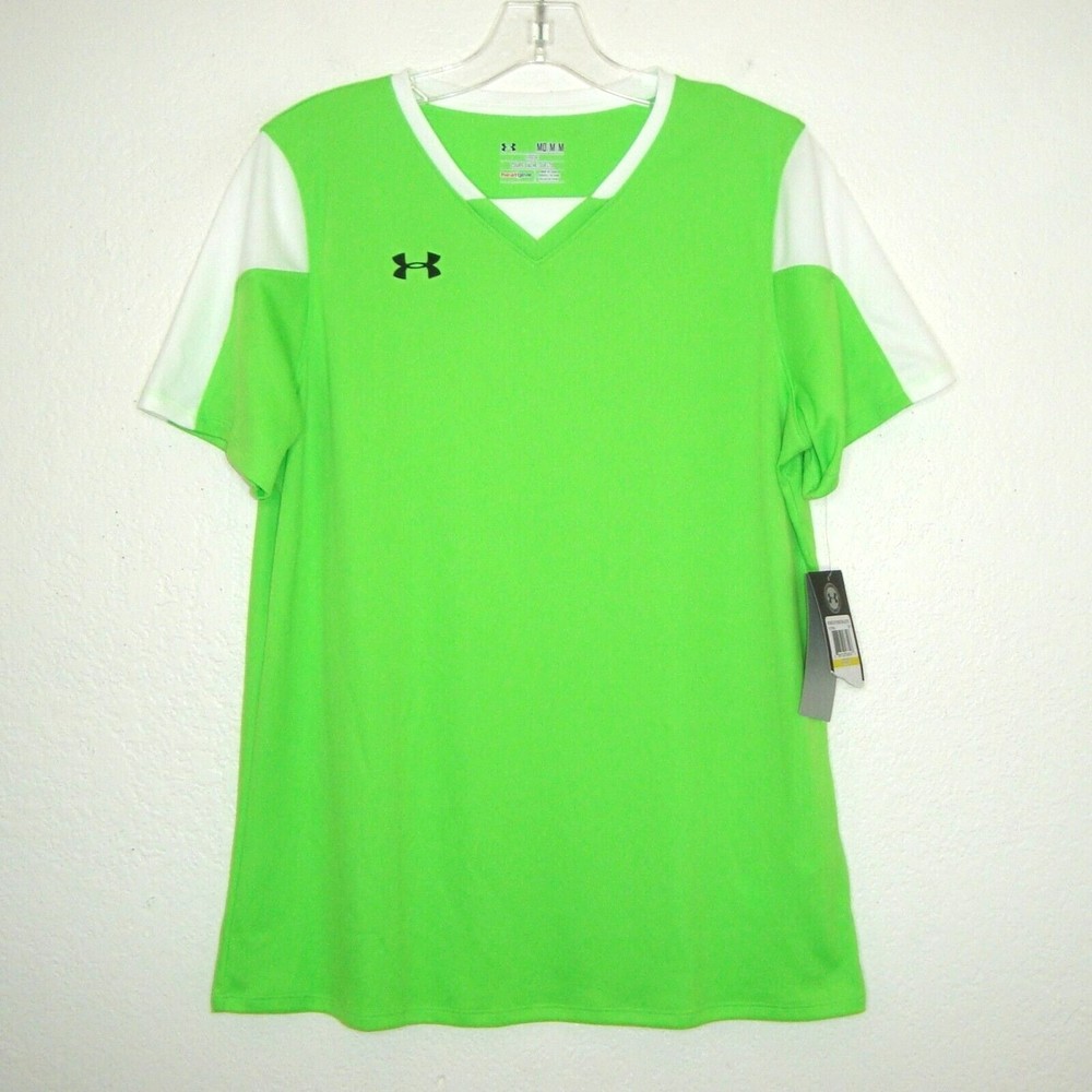 NWT Under Armour Loose Heat Gear Short Sleeve Womens Med Neon Green 1270935